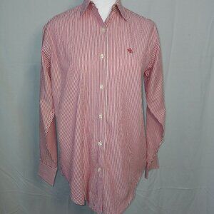 Lauren Ralph Lauren Red and White Striped Button Down Shirt